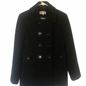 Calvin Klein Womens Double Breasted Black Pea Coat